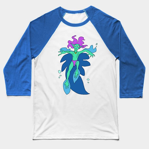 Going for a Swim with a Nixie Baseball T-Shirt by TealTurtle